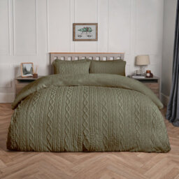 OHS Fleece Duvet Cover Set Cable Knit Warm Reversible Quilt Supersoft Warm Bedding - thumbnail 4