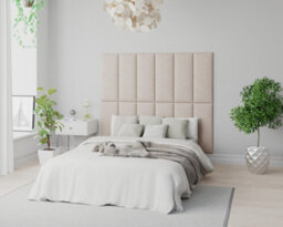 Aspire Easymount Wall Mounted Upholstered Panels, Modular Diy Headboard In Saxon Twill Fabric, Natural (Pack Of 2) - thumbnail 1