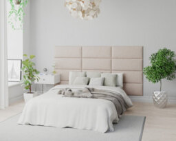 Aspire Easymount Wall Mounted Upholstered Panels, Modular Diy Headboard In Saxon Twill Fabric, Natural (Pack Of 2) - thumbnail 4