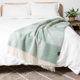 Native Natural Checkerboard Green Wool Blanket - thumbnail 3