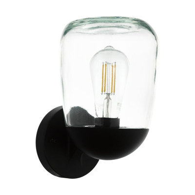 Stylish Ip44 Outdoor Wall Light In Black Aluminium And Plastic - image 1