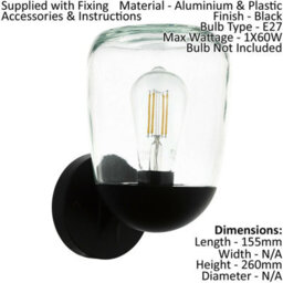 Stylish Ip44 Outdoor Wall Light In Black Aluminium And Plastic - thumbnail 2