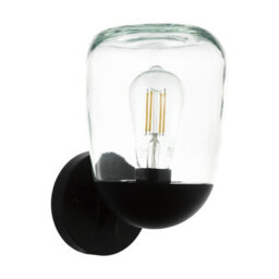 Stylish Ip44 Outdoor Wall Light In Black Aluminium And Plastic