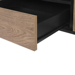 Beliani 76-Inch Tv Stand Brown Matt Wood Black Top Metal Legs 1 Drawer 2 Cabinets - thumbnail 7