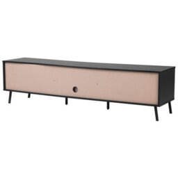 Beliani 76-Inch Tv Stand Brown Matt Wood Black Top Metal Legs 1 Drawer 2 Cabinets - thumbnail 5