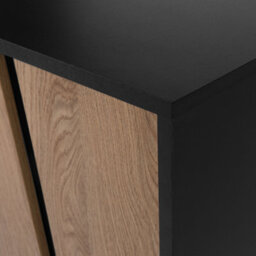 Beliani 76-Inch Tv Stand Brown Matt Wood Black Top Metal Legs 1 Drawer 2 Cabinets - thumbnail 9