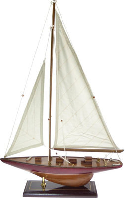 My Square Mile Decorative Wooden Sailboat Model, 62 X 42 X 8 Cm, Traditional Yacht Display With Stand