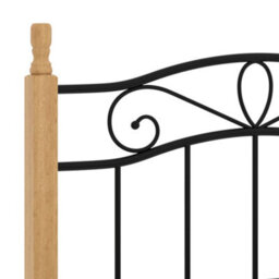 Berkfield Bed Frame Black Metal And Solid Oak Wood 90X200 Cm - thumbnail 5