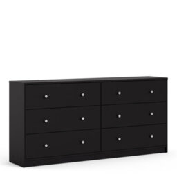 Furniture To Go May Chest Of 6 Drawers (3+3) In Black (W) 143.1 X (H) 68.3 X (D) 31.7Cm - thumbnail 1