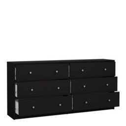 Furniture To Go May Chest Of 6 Drawers (3+3) In Black (W) 143.1 X (H) 68.3 X (D) 31.7Cm - thumbnail 5