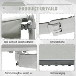 Living And Home Retractable Patio Canopy Awning Door Awning Garden Sun Shade Manual Shelter Outdoor ,grey,2.5M X 2 M - thumbnail 5