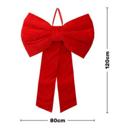 Extra Large Red Christmas Bow 80X120Cm Velvet Fabric Decorative Bow For Xmas Tree Topper Front Door And Wreath Indoor Outdoor - thumbnail 7