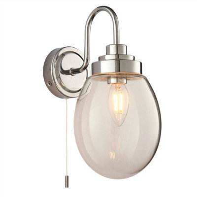 Luminosa Lighting Luminosa Hampton Led 1 Light Bathroom Wall Glass, Chrome Plate Ip44, Led E14