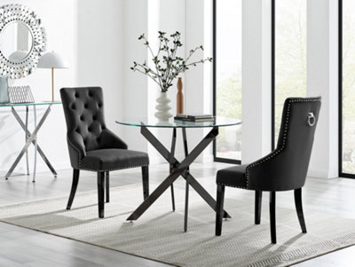 Furniturebox Uk Novara 100Cm Round Black Leg Dining Table & 2 Black Belgravia Black Leg Chairs - image 1