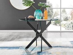 Furniturebox Uk Novara 100Cm Round Black Leg Dining Table & 2 Black Belgravia Black Leg Chairs - thumbnail 2