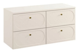 Impact Furniture Double Vanity Unit Beige Bathroom Sink Cabinet 120Cm 4 Drawer Storage Art Deco Gatsby Donna - thumbnail 4