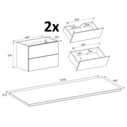 Impact Furniture Double Vanity Unit Beige Bathroom Sink Cabinet 120Cm 4 Drawer Storage Art Deco Gatsby Donna - thumbnail 8