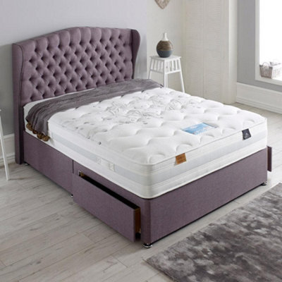 Divan Base Direct Dura Beds Cloud Lite Tranquility 1000 Pocket Sprung  Foam Divan Bed Set 2Ft6 Small Single 2 Drawers Side- Naples Lilac - image 1