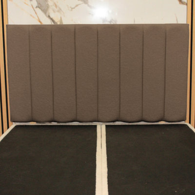 "Urban Textures - Apollo Luxury 26"" High Boucle Fabric Upholstered Line Headboard - Light Coffee" - image 1