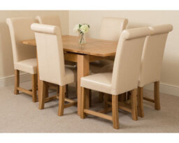 That's Furniture Richmond 90Cm - 150Cm Square Oak Extending Dining Table And 6 Chairs Dining Set With Washington Ivory Leather Chairs - thumbnail 1