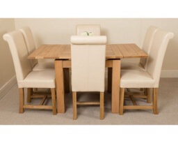That's Furniture Richmond 90Cm - 150Cm Square Oak Extending Dining Table And 6 Chairs Dining Set With Washington Ivory Leather Chairs - thumbnail 2