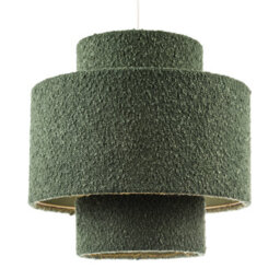 Happy Homewares Modern Tiered Pendant Shade In Luxurious Forest Green Boucle Fabric - thumbnail 2