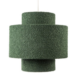 Happy Homewares Modern Tiered Pendant Shade In Luxurious Forest Green Boucle Fabric - thumbnail 4