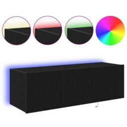 Walplus Tv Wall Cabinet Black Oak 100 X 35 X 31 Cm Engineered Wood - thumbnail 4