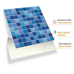 Walplus Classic Blue Mini Mosaic Peel And Stick Wall Tiles Stickers - 120Pcs Adhesive Stick On Tiles For Kitchen 15X15Cm (6In) - thumbnail 9
