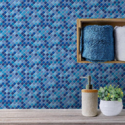 Walplus Classic Blue Mini Mosaic Peel And Stick Wall Tiles Stickers - 120Pcs Adhesive Stick On Tiles For Kitchen 15X15Cm (6In) - thumbnail 2