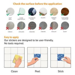 Walplus Classic Blue Mini Mosaic Peel And Stick Wall Tiles Stickers - 120Pcs Adhesive Stick On Tiles For Kitchen 15X15Cm (6In) - thumbnail 6