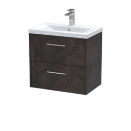 Hudson Reed Juno Wall Hung 2 Drawer Vanity Unit With Mid-Edge 1 Tap Hole Basin, Metallic Slate, 610 X 390 mm - thumbnail 5