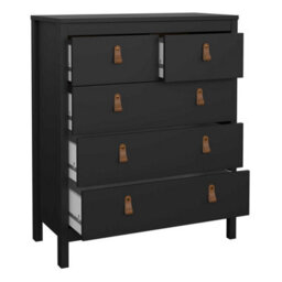 Wyld Haus Wildberry Matt Black 5-Drawer Chest With Leather Strap Handles - thumbnail 7