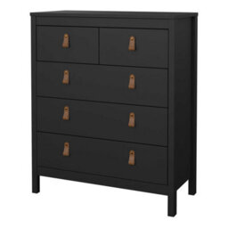 Wyld Haus Wildberry Matt Black 5-Drawer Chest With Leather Strap Handles - thumbnail 5