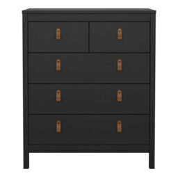 Wyld Haus Wildberry Matt Black 5-Drawer Chest With Leather Strap Handles - thumbnail 4