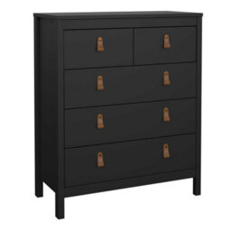 Wyld Haus Wildberry Matt Black 5-Drawer Chest With Leather Strap Handles - thumbnail 3