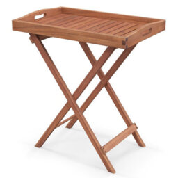 Costway Patio Wooden Side Table Outdoor & Indoor Folding Tea Coffee Table W/ Tea Tray - thumbnail 9