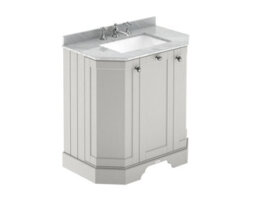 Hudson Reed Floor Standing 3 Door Angled Vanity Unit With 3 Tap Hole Grey Marble Top & Basin, Timeless Sand, 786 X 470 mm - thumbnail 1