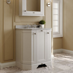 Hudson Reed Floor Standing 3 Door Angled Vanity Unit With 3 Tap Hole Grey Marble Top & Basin, Timeless Sand, 786 X 470 mm - thumbnail 4