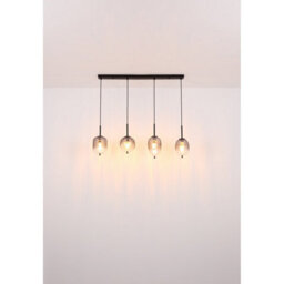 Luminosa Lighting Luminosa Attila Bar Pendant Ceiling Light Matt Black Smoke Glass Shade 4X E14 - thumbnail 6