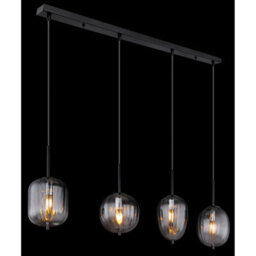 Luminosa Lighting Luminosa Attila Bar Pendant Ceiling Light Matt Black Smoke Glass Shade 4X E14 - thumbnail 5
