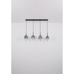Luminosa Lighting Luminosa Attila Bar Pendant Ceiling Light Matt Black Smoke Glass Shade 4X E14 - thumbnail 7