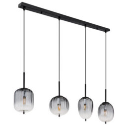Luminosa Lighting Luminosa Attila Bar Pendant Ceiling Light Matt Black Smoke Glass Shade 4X E14 - thumbnail 2