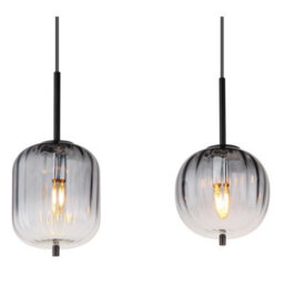 Luminosa Lighting Luminosa Attila Bar Pendant Ceiling Light Matt Black Smoke Glass Shade 4X E14 - thumbnail 4