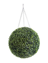 Best Artificial 50Cm Green Boxwood Buxus Grass Hanging Basket Topiary Ball - Suitable For Outdoor Use - Weather & Fade Resistant - thumbnail 1
