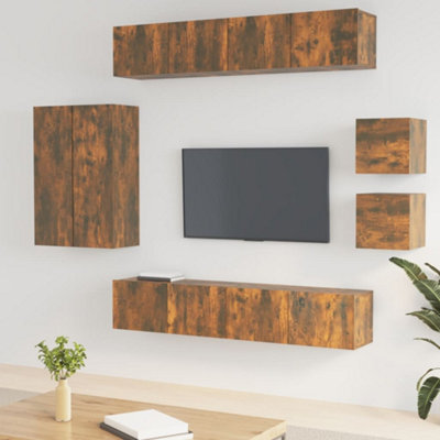 Berkfield 8 Piece Tv Cabinet Set Smoked Oak Engineered Wood - image 1