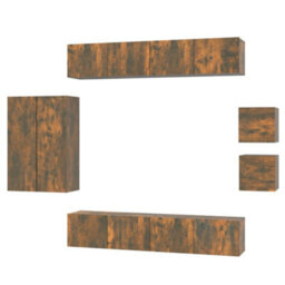 Berkfield 8 Piece Tv Cabinet Set Smoked Oak Engineered Wood - thumbnail 2