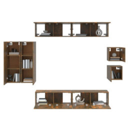 Berkfield 8 Piece Tv Cabinet Set Smoked Oak Engineered Wood - thumbnail 4