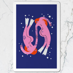 Benjamin Tate Design Placemat Coaster Set Designer Artwork Indigo Navy With Wooden Base Limited Edition - thumbnail 2