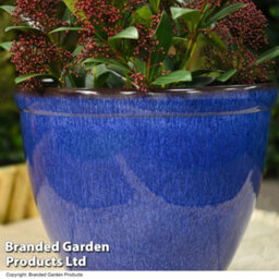 Garden Gear Bell Glazed Effect Outdoor Garden Planter In Ocean Blue Durable Lightweight Weatherproof Plastic (X2) - thumbnail 2